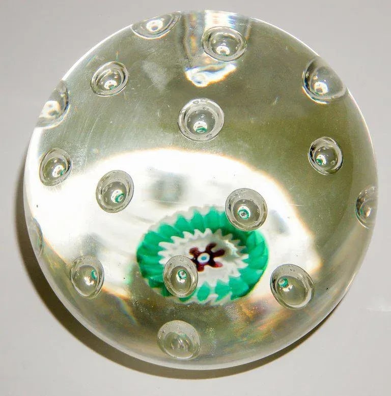 Murano Glass Paper Weight Bubbles & Millefiori - 10