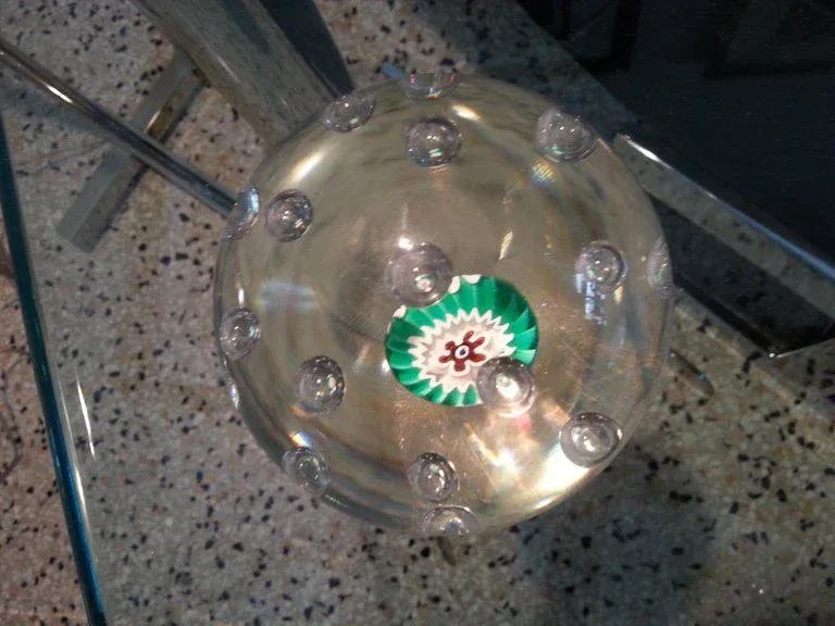 Murano Glass Paper Weight Bubbles & Millefiori - 2