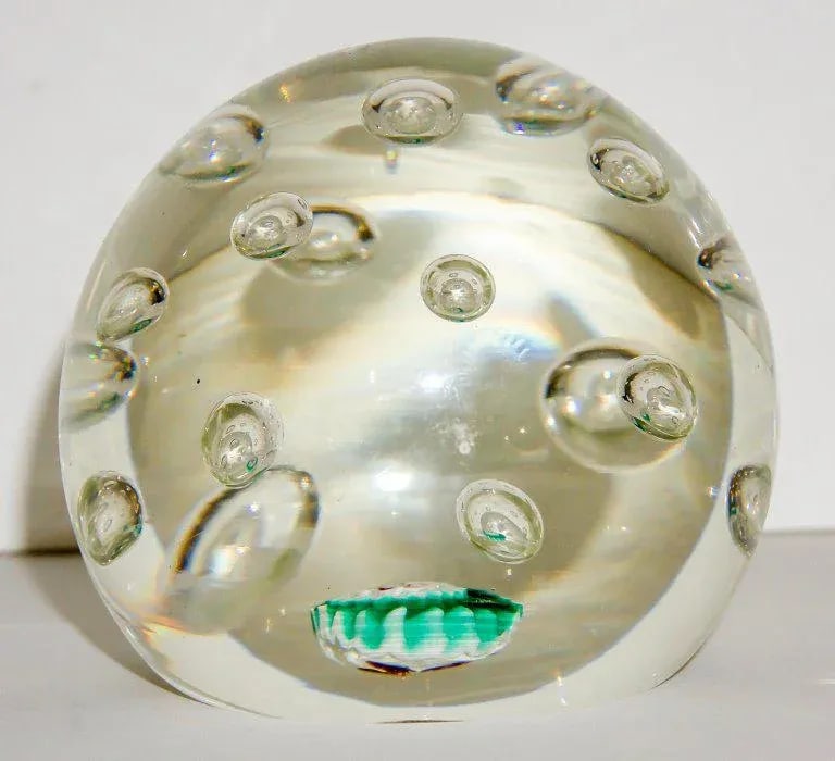 Murano Glass Paper Weight Bubbles & Millefiori - 5