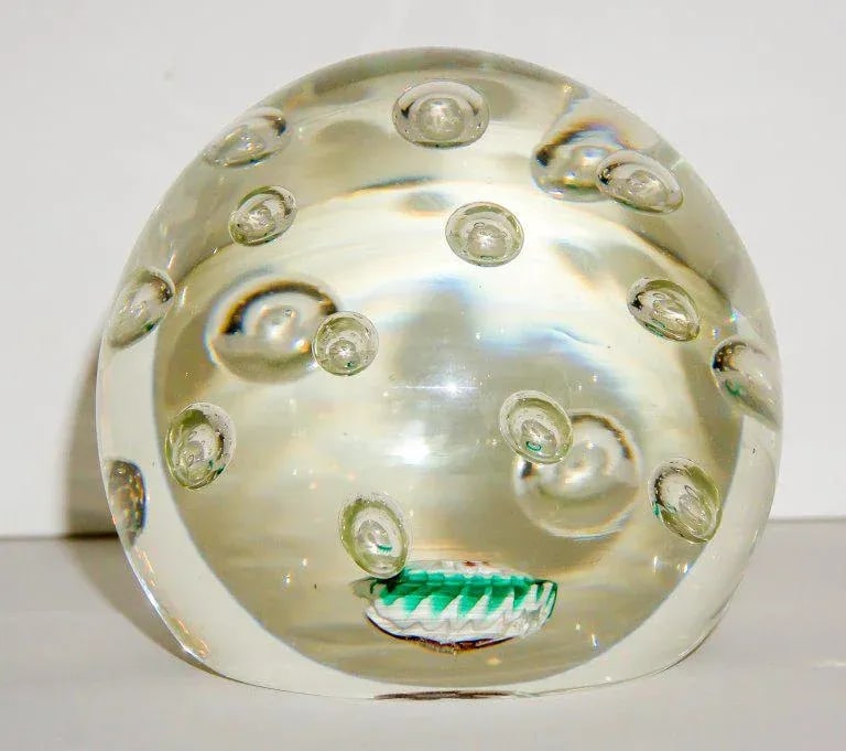 Murano Glass Paper Weight Bubbles & Millefiori - 8