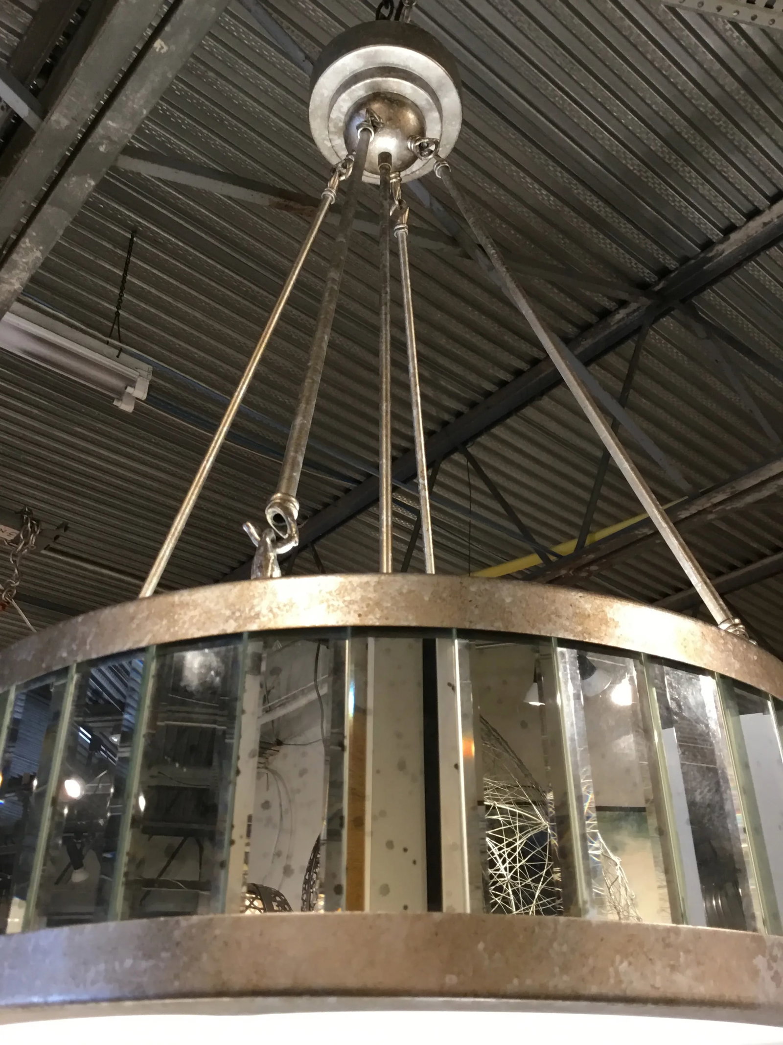 Modern Antiqued Mirror Pendant Light - 5