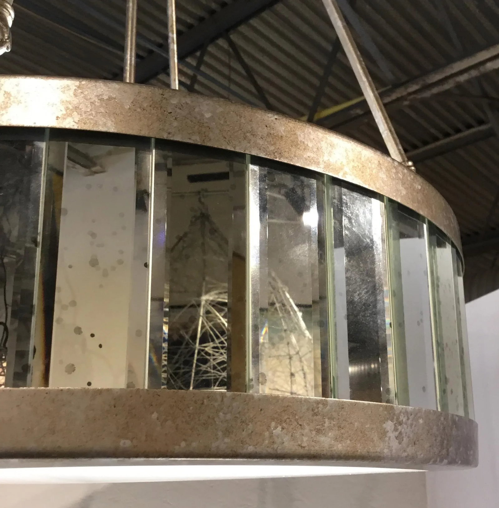 Modern Antiqued Mirror Pendant Light - 6
