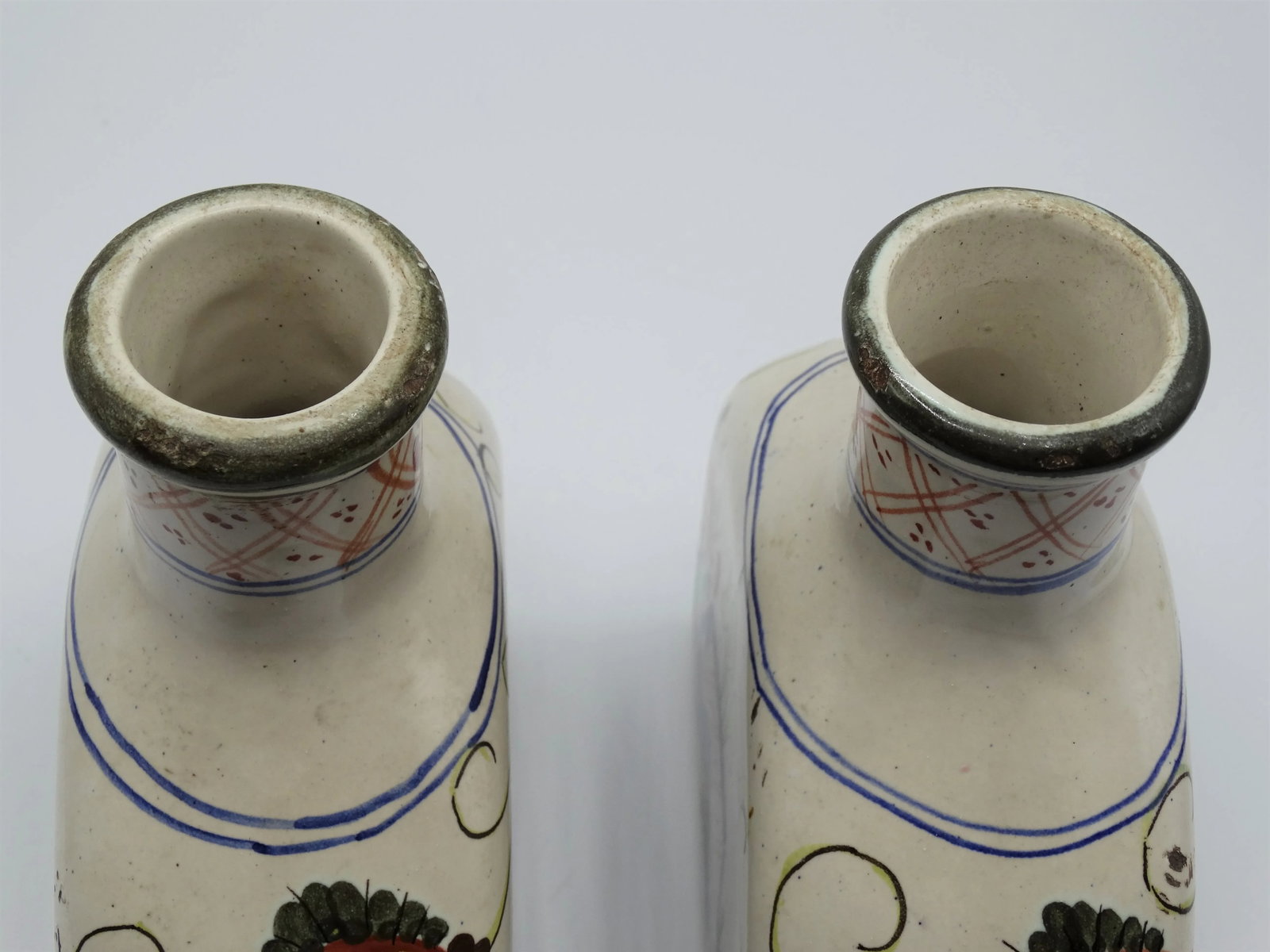 Antique Italian Faience Vases Flasks, a Pair - 5