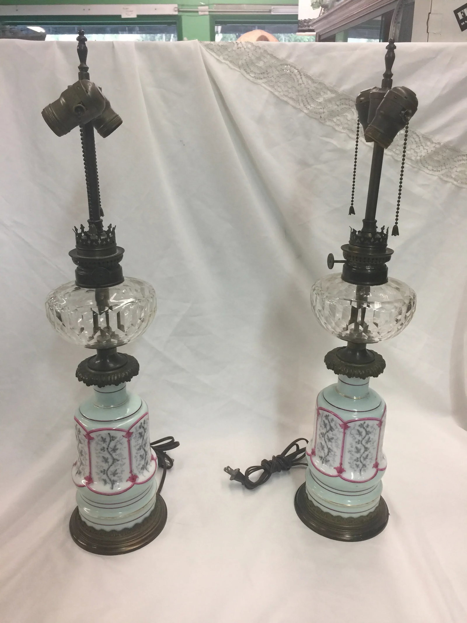 Pair of Leopold Foss French Victorian Lamps - 9