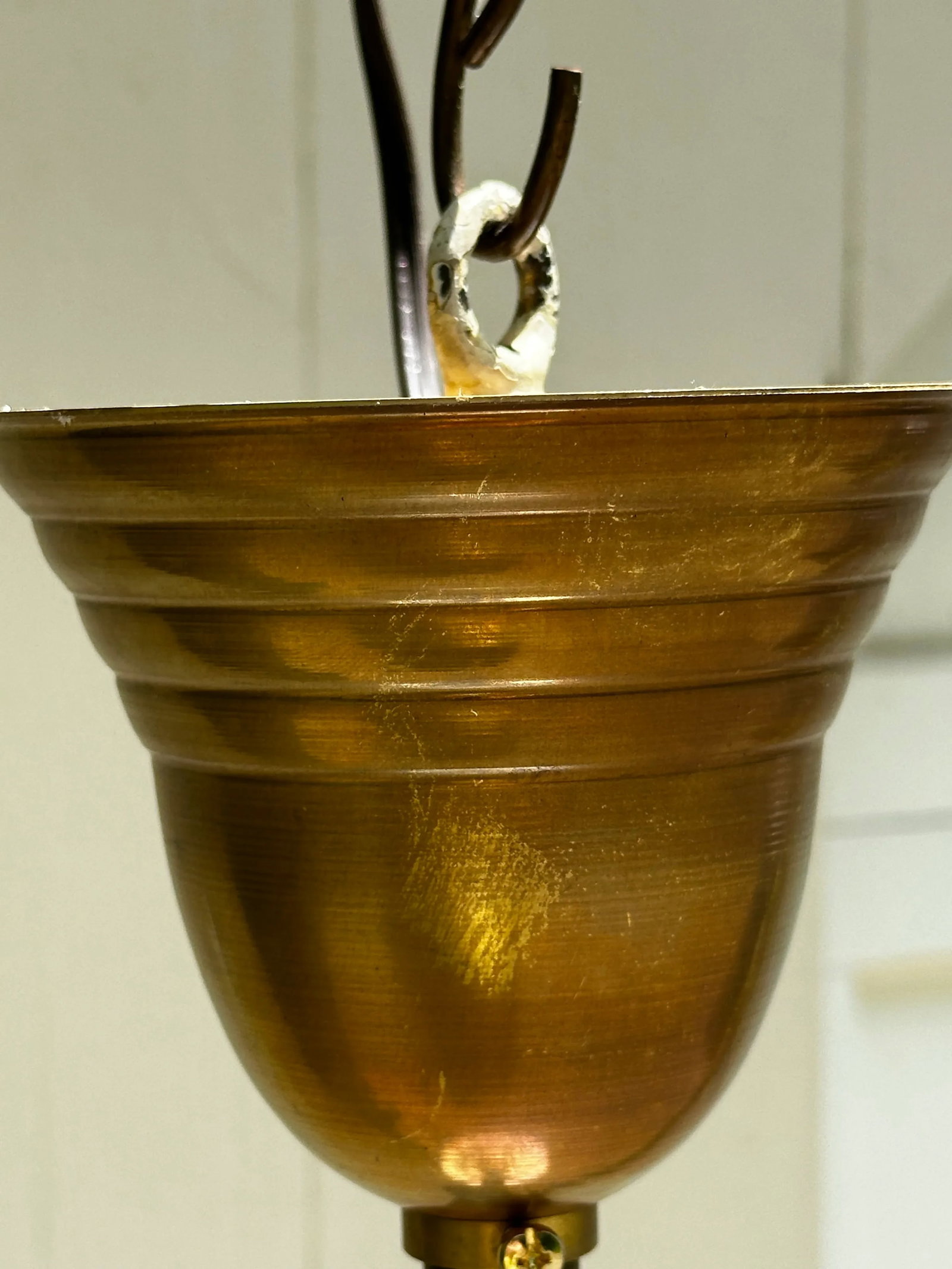 Vintage Slag Glass Hanging Fixture Attributed to Bradley & Hubbard - 6