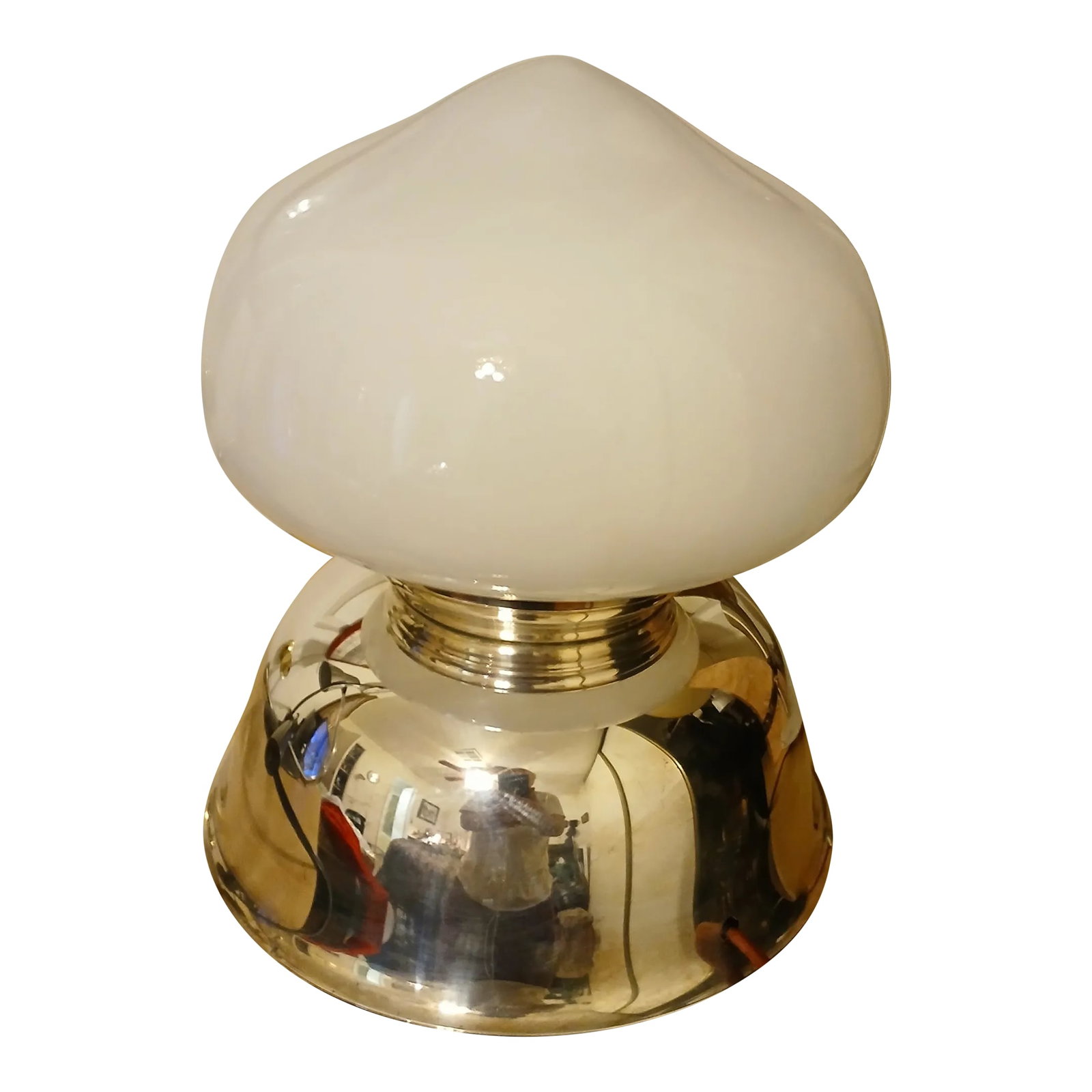 1980s Mid-Century Modern Semiglobe Silver Plated Table Lamp: This is a custom made silver plated and glass table lamp great for just about any room and decor see photo Condition: Alterations: Original Condition Unaltered Imperfections: Some Imperfections