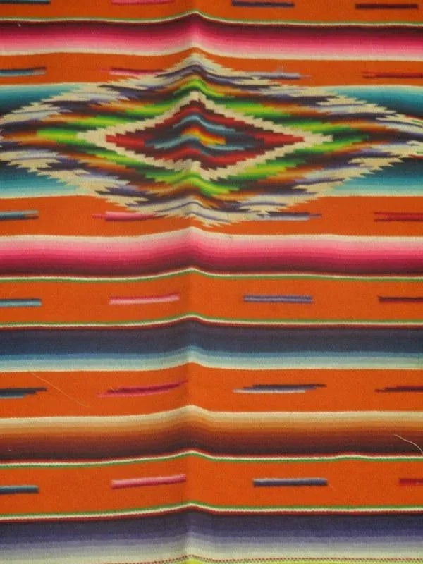 Vintage Mexican Wool Saltillo Serape Orange Rug - 1'10'' * 3'11'' - 2