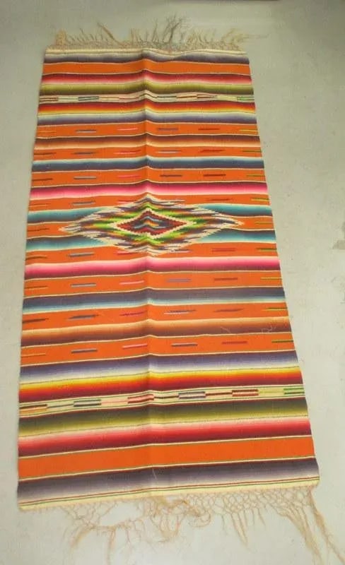 Vintage Mexican Wool Saltillo Serape Orange Rug - 1'10'' * 3'11'' - 5