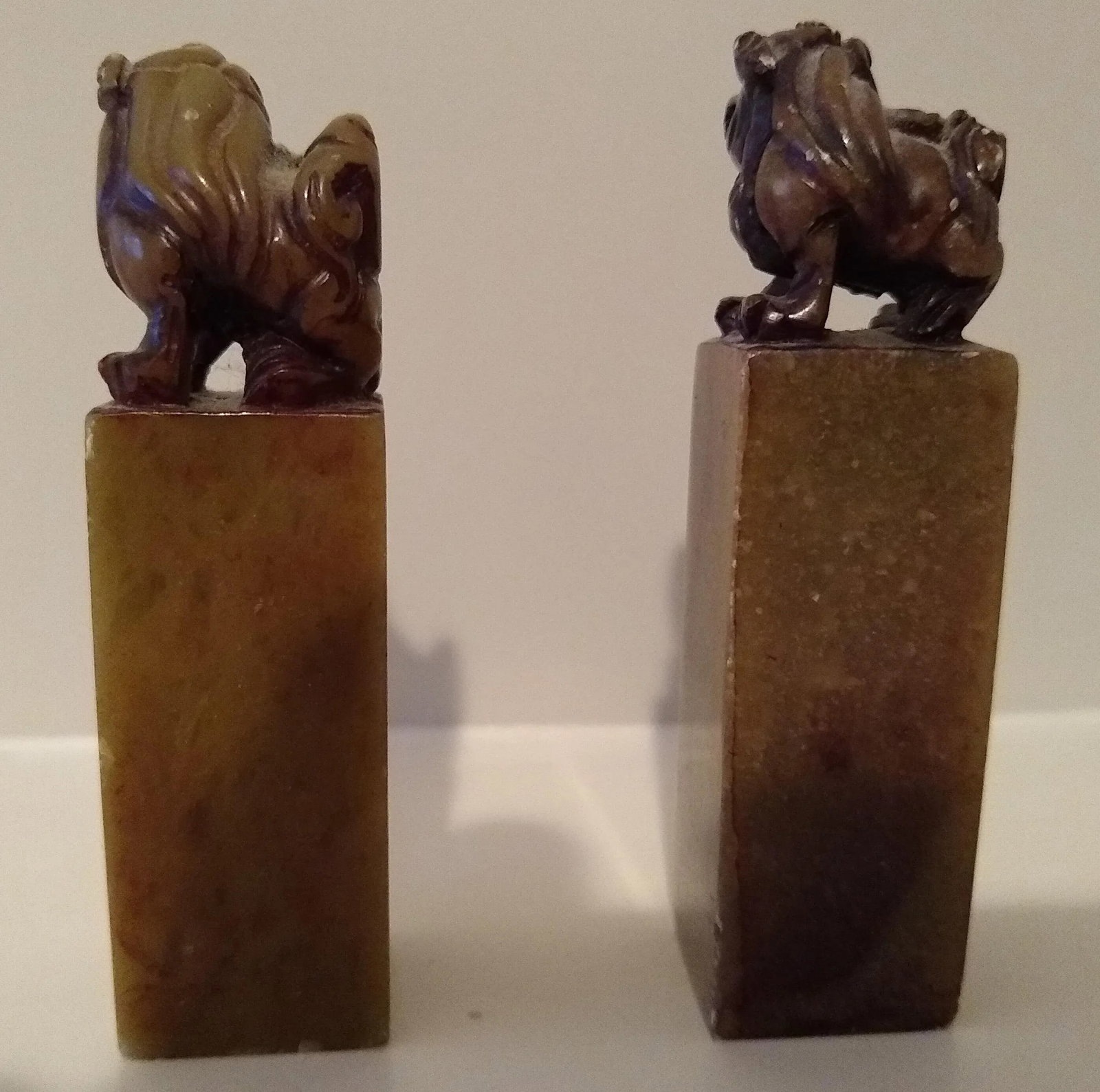 Vintage Soapstone Carved Foo Dogs - a Pair - 4