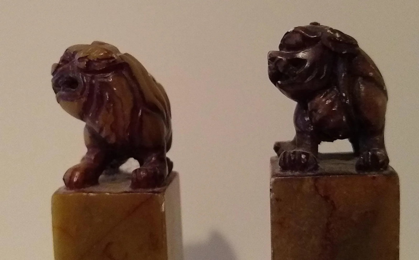 Vintage Soapstone Carved Foo Dogs - a Pair - 5