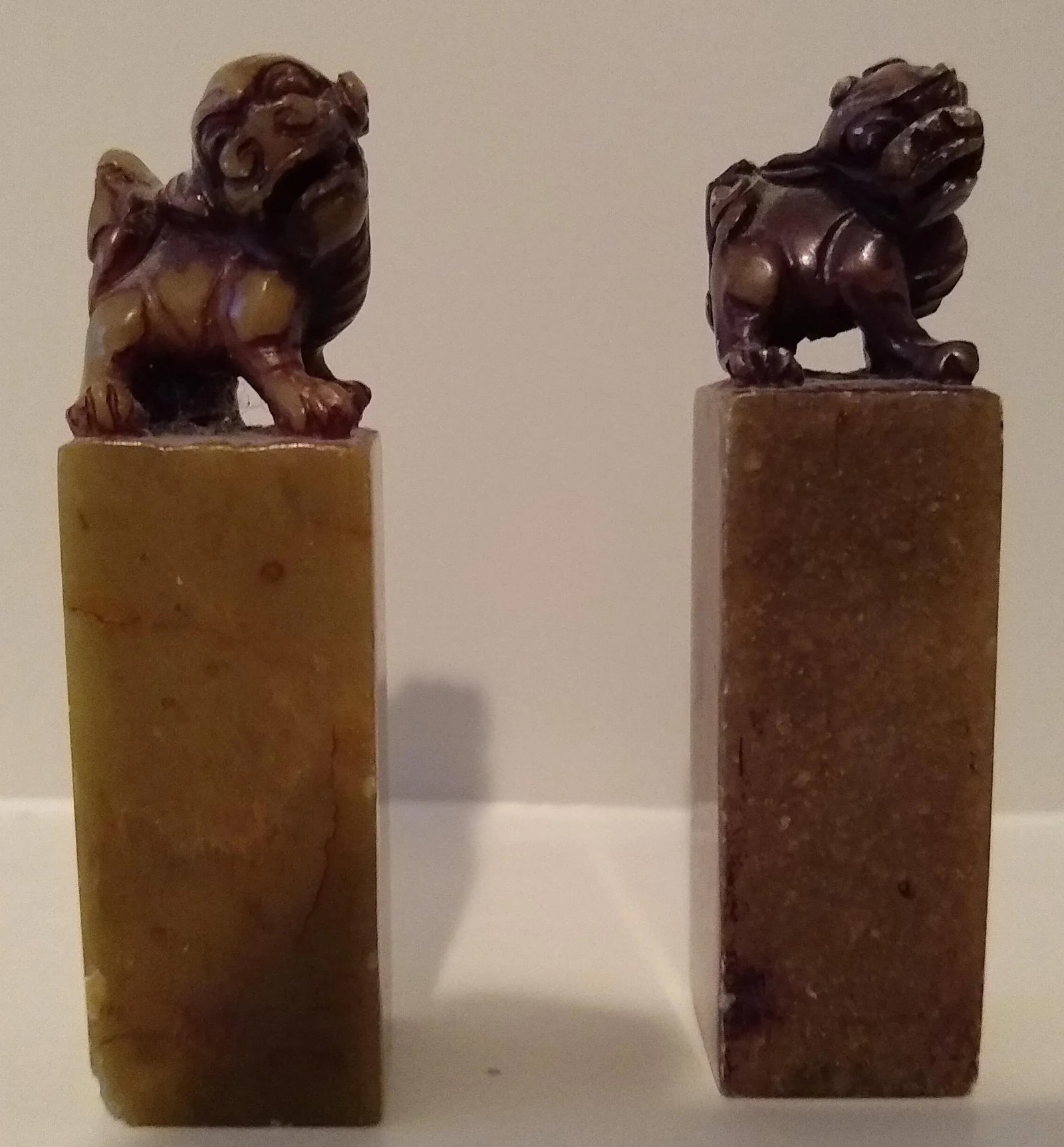 Vintage Soapstone Carved Foo Dogs - a Pair - 6