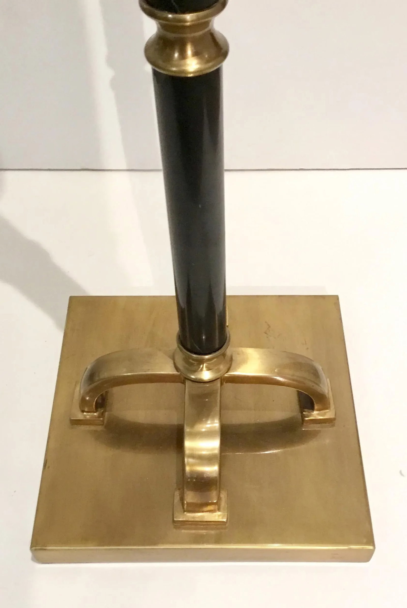 Currey & Co. Modern Black Marble and Brass Floor Lamp - 2