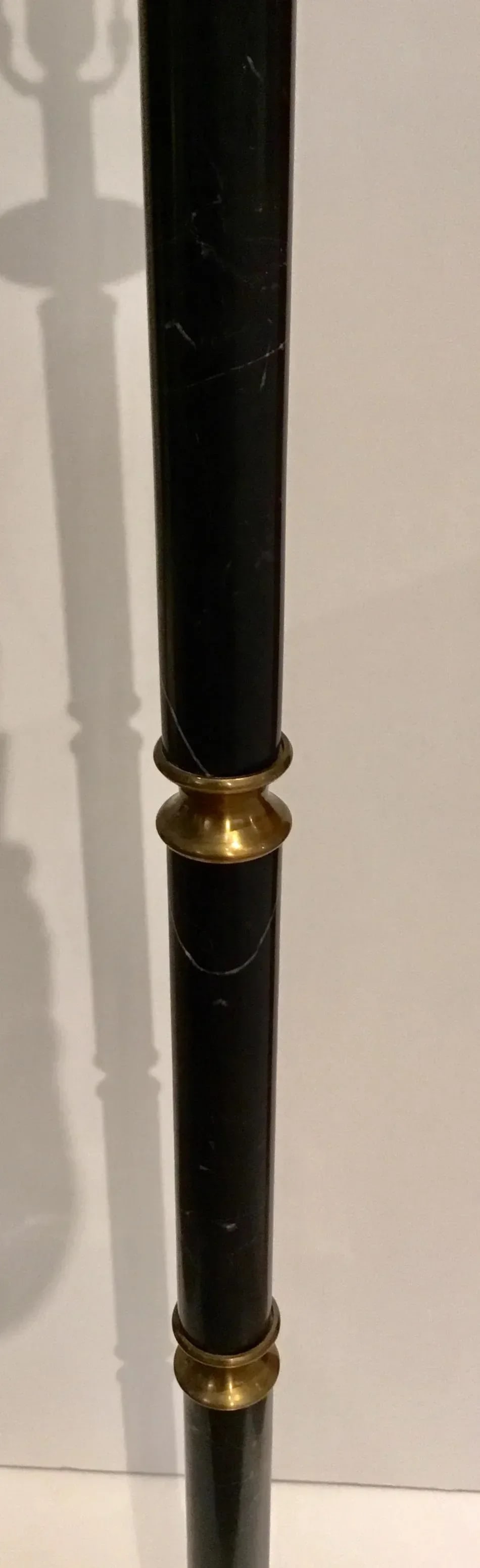 Currey & Co. Modern Black Marble and Brass Floor Lamp - 4