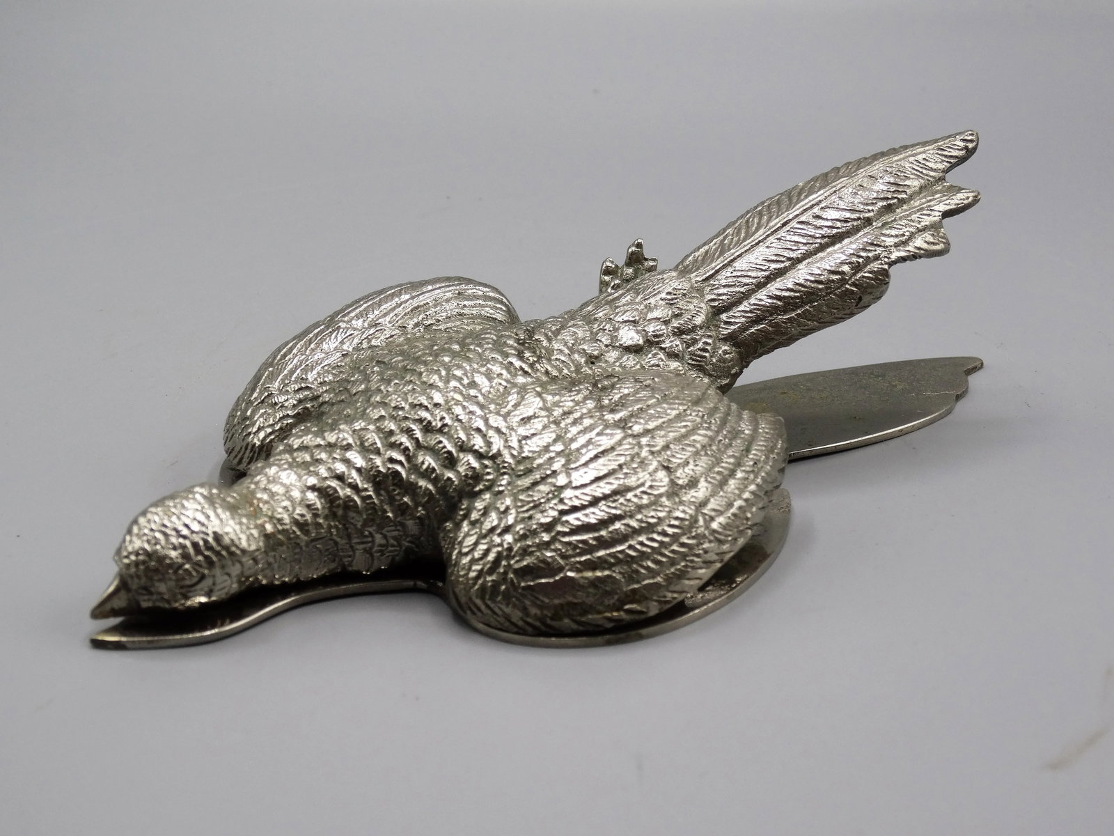 French Silver-Plate Pheasant Note Clip - 2