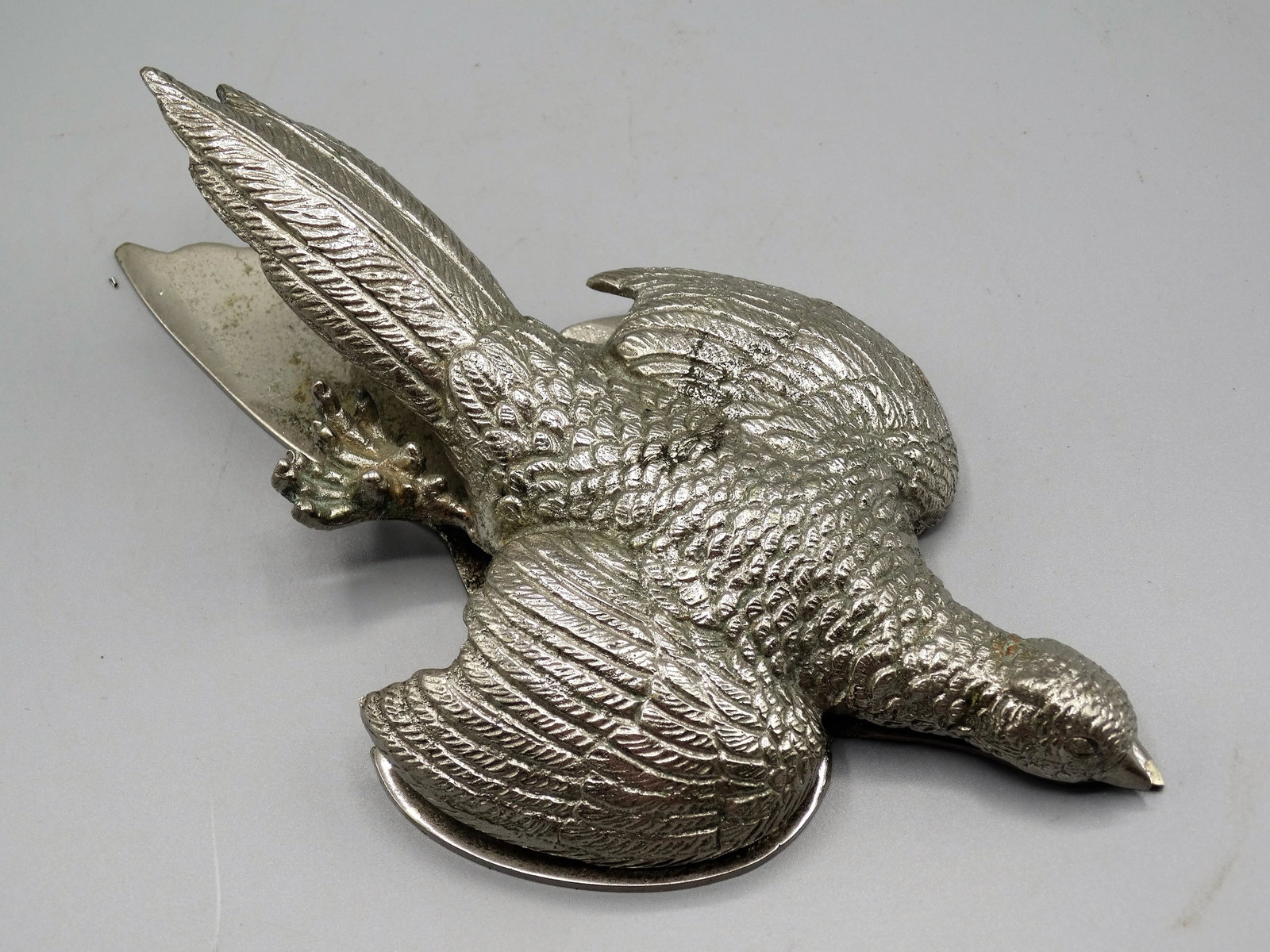 French Silver-Plate Pheasant Note Clip - 7