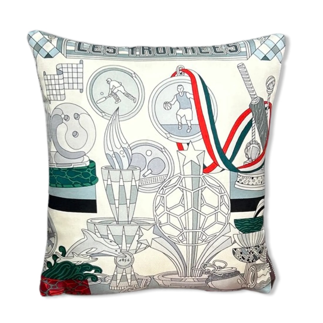 Hermes Les Trophees Vintage Silk Scarf Pillows- a Pair - 5