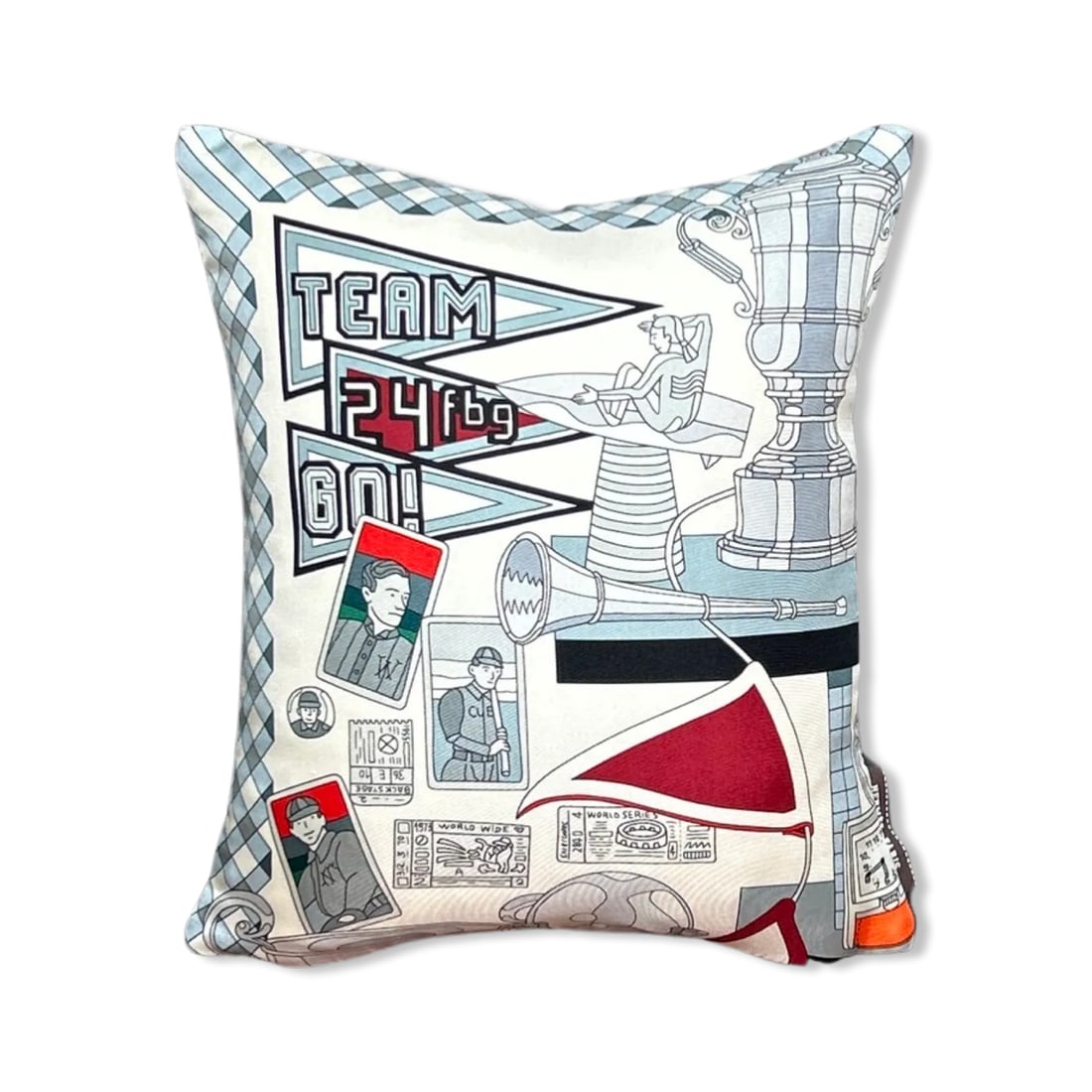Hermes Les Trophees Vintage Silk Scarf Pillows- a Pair - 6
