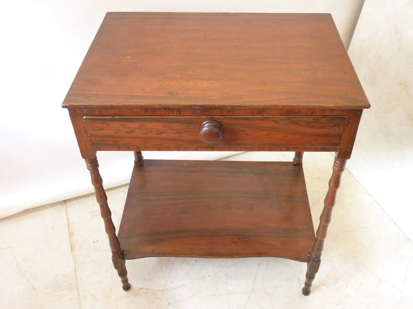 American 19th C. Faux Grain Painted Side Table - 3