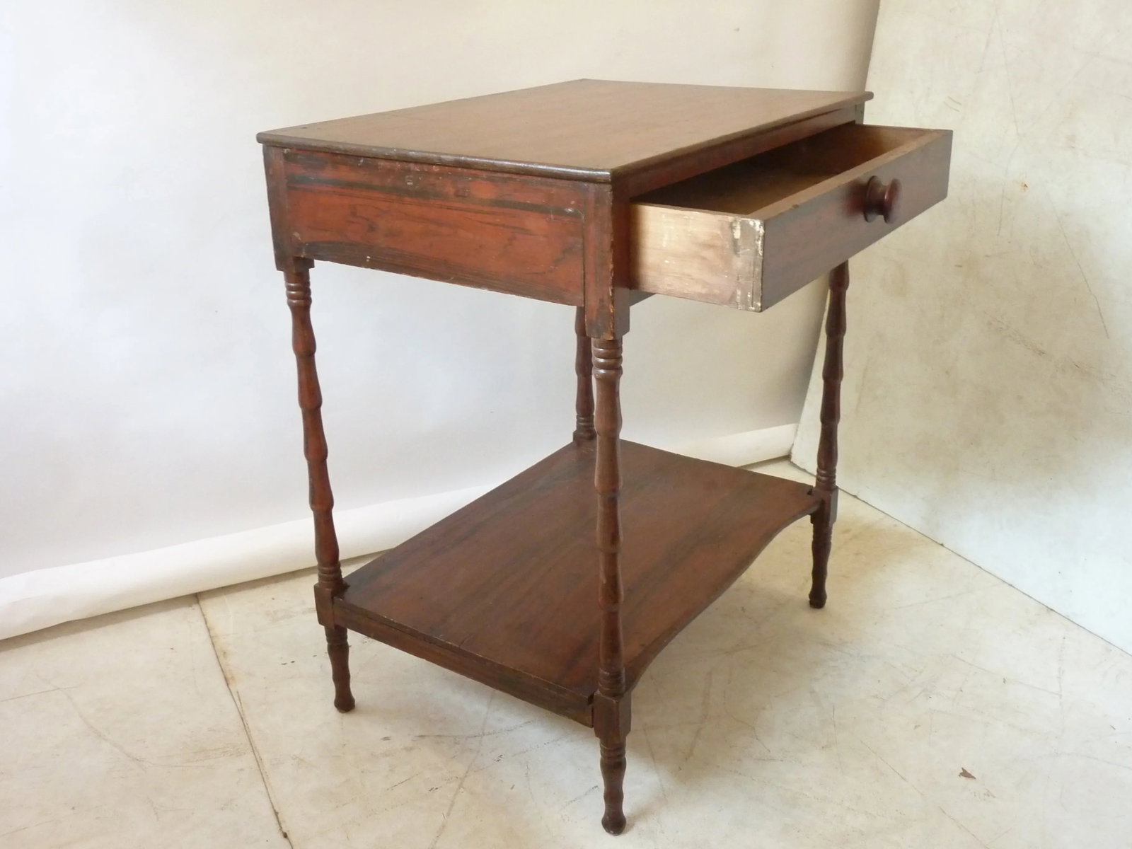 American 19th C. Faux Grain Painted Side Table - 5