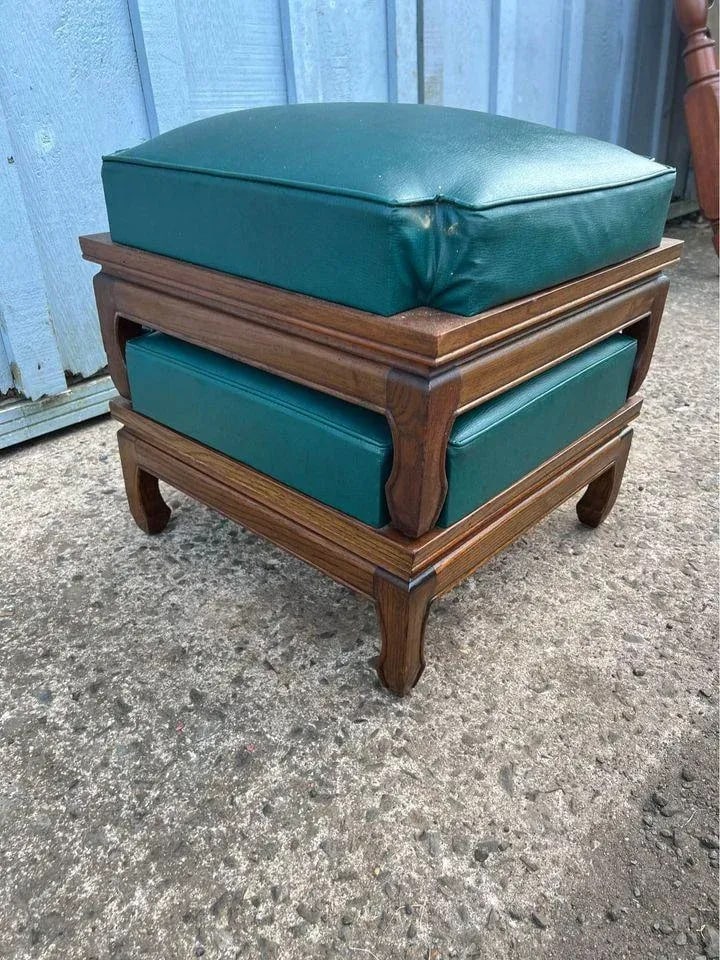 Mid 20th Century Pair of Vintage Chinoiserie Style Stackable Teak Footstools Made in Taiwan - 6