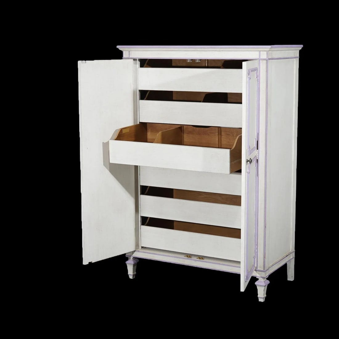 French Style Double Door Armoire by Widdicomb with Eggplant Accents 20th Century - 3