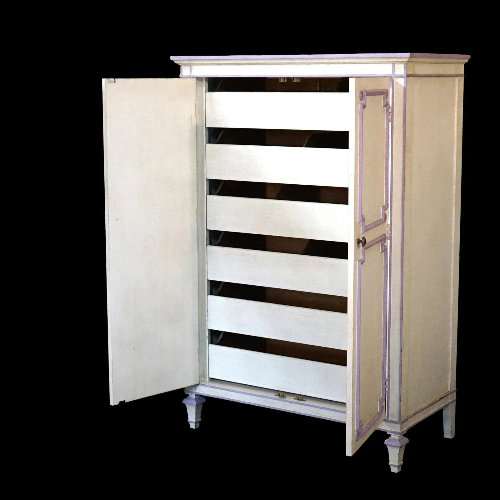 French Style Double Door Armoire by Widdicomb with Eggplant Accents 20th Century - 4