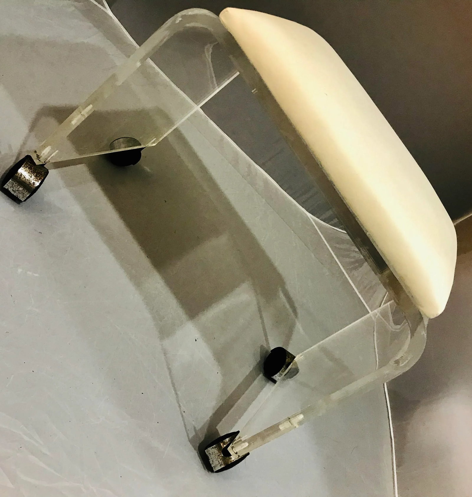 1970s Mid-Century Modern Lucite Vanity Stool Bench - 4
