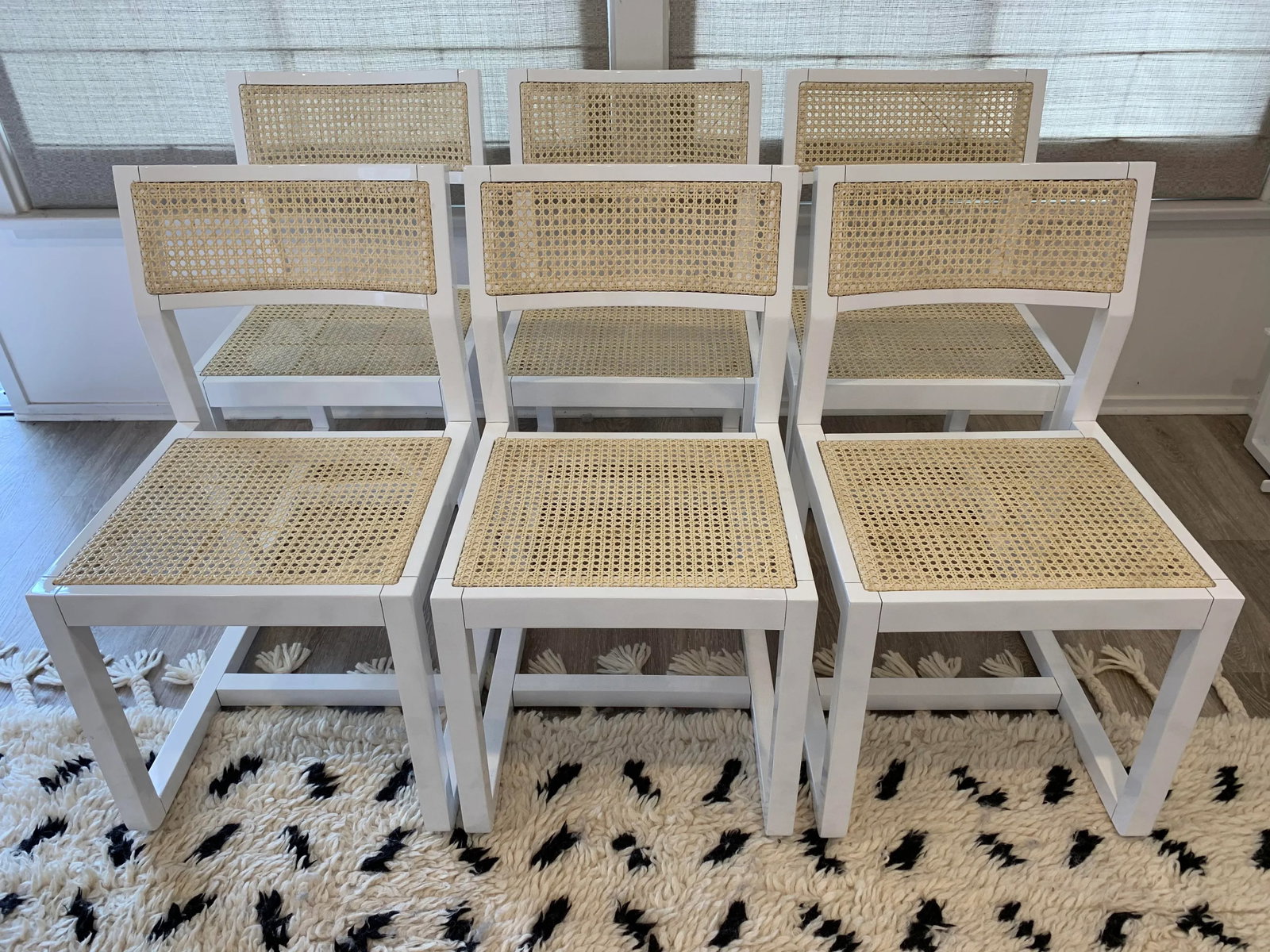 White Lacquer Dining Chairs- Set of 6 - 10