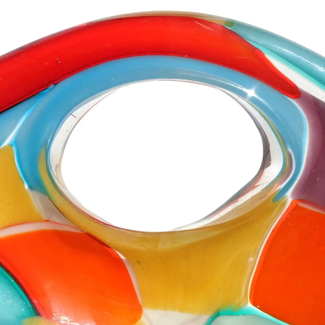 Vintage Murano Rainbow Colors Pezzato Design Italian Art Glass Mid Century Centerpiece Bowl - 4