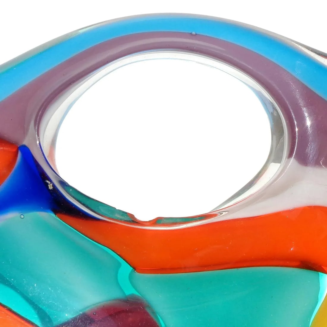 Vintage Murano Rainbow Colors Pezzato Design Italian Art Glass Mid Century Centerpiece Bowl - 6