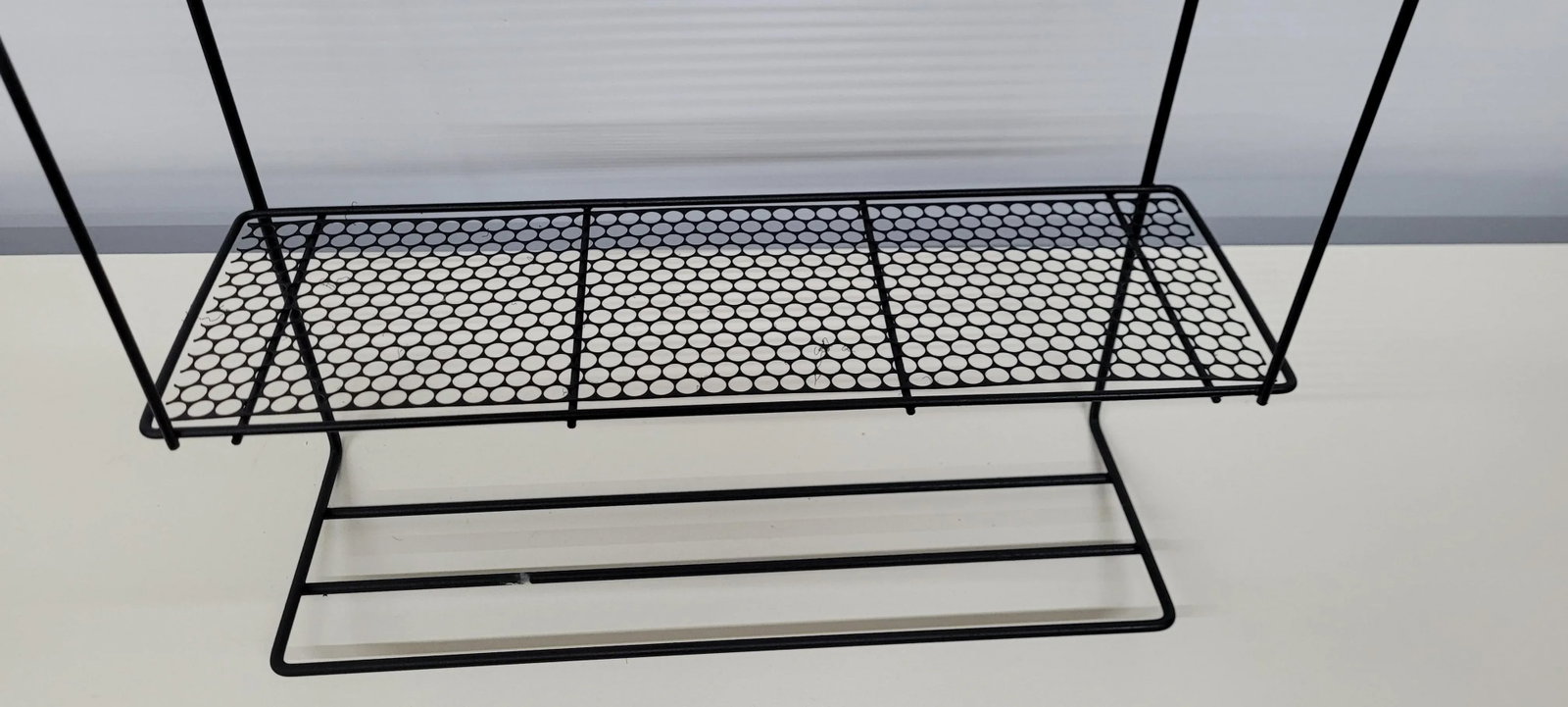 1960s Vintage Black Wire Metal Wall Shelf Mategot Richard Galef Style - 3