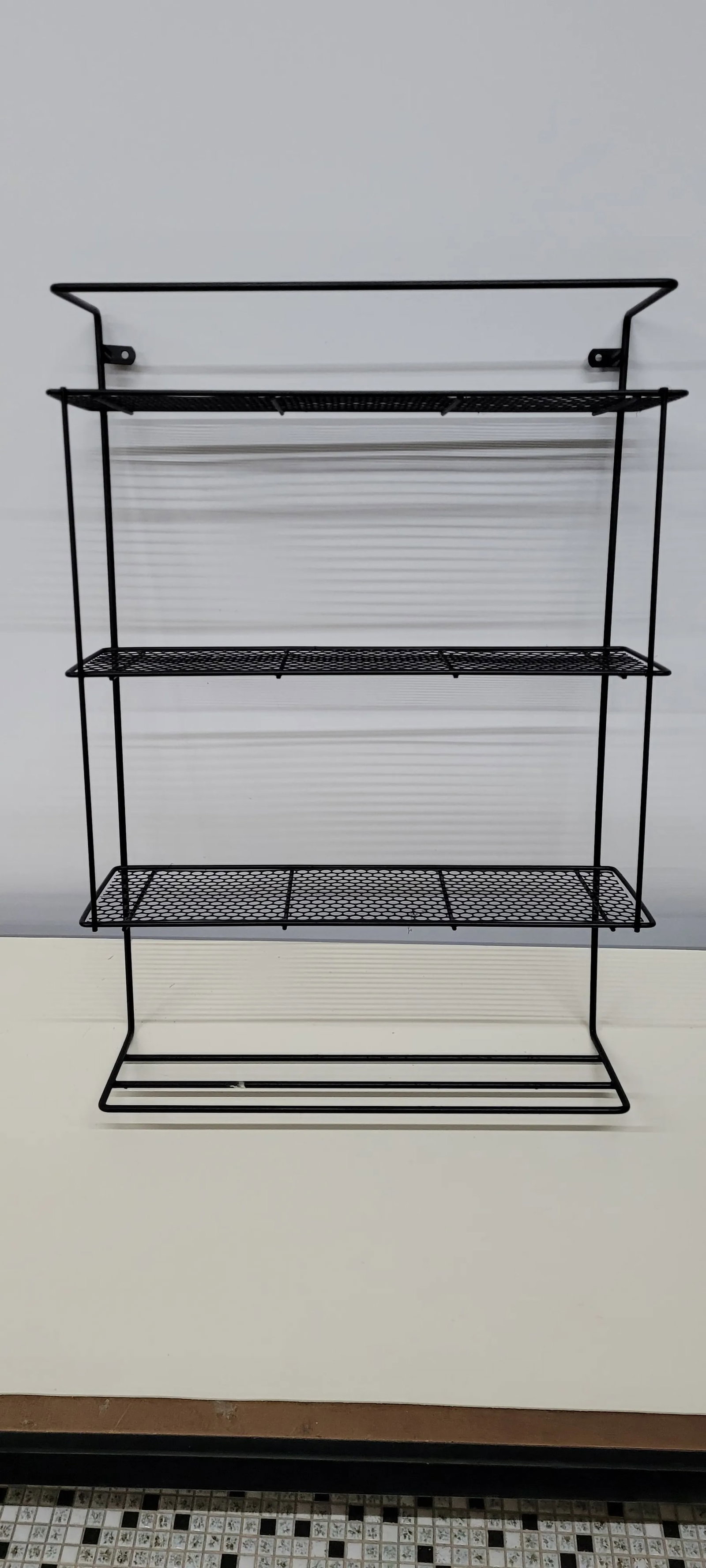 1960s Vintage Black Wire Metal Wall Shelf Mategot Richard Galef Style - 4