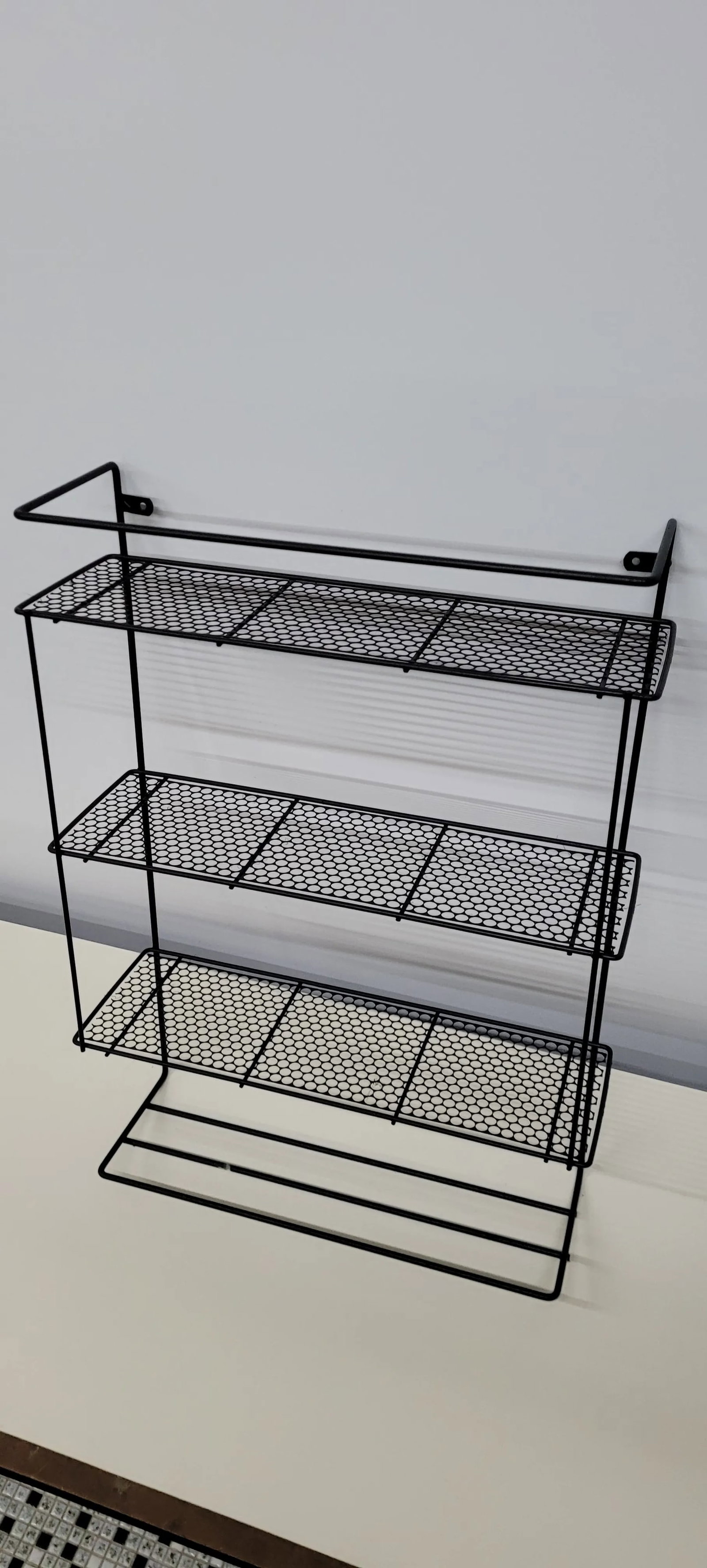 1960s Vintage Black Wire Metal Wall Shelf Mategot Richard Galef Style - 8