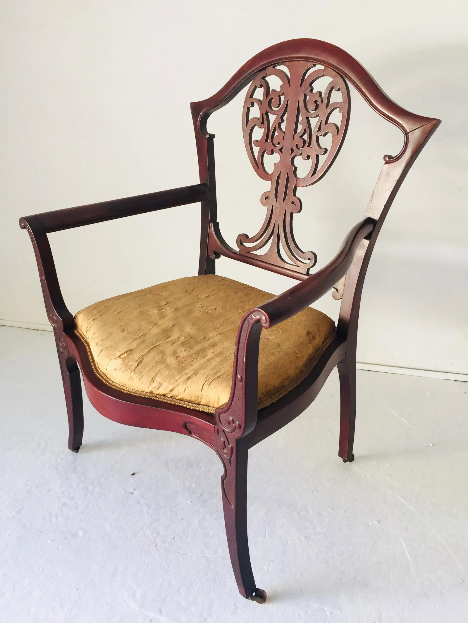 Antigue Art Nouveau Arm Chair Mahogany C.1910 - 5