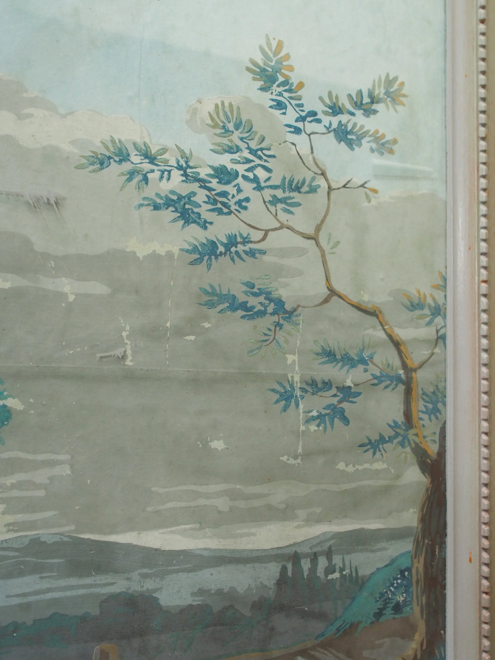 Large Early 19th C. Gouache Painting, "By the Water Trough" - 7