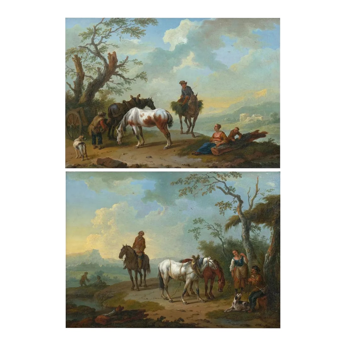 18th Century Flemish School Pair of Antique Landscape Paintings (1 of 12)