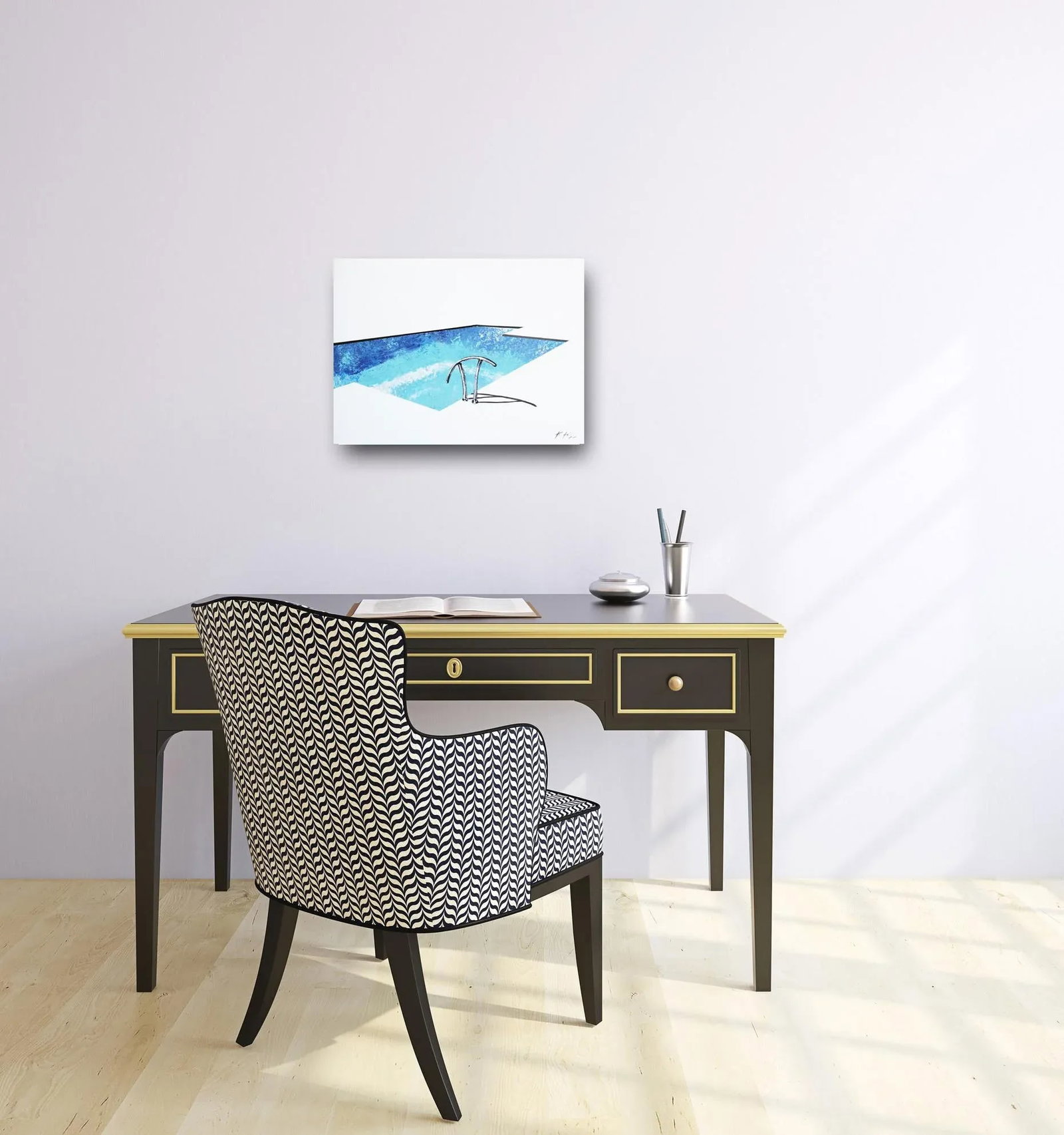 Cool and Deep - Minimalist Realism Pool Painting on Canvas - Original Artwork by Kathleen Keifer - 7