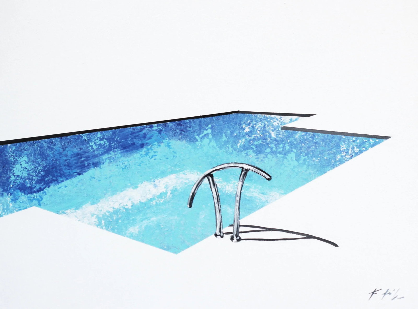 Cool and Deep - Minimalist Realism Pool Painting on Canvas - Original Artwork by Kathleen Keifer - 9
