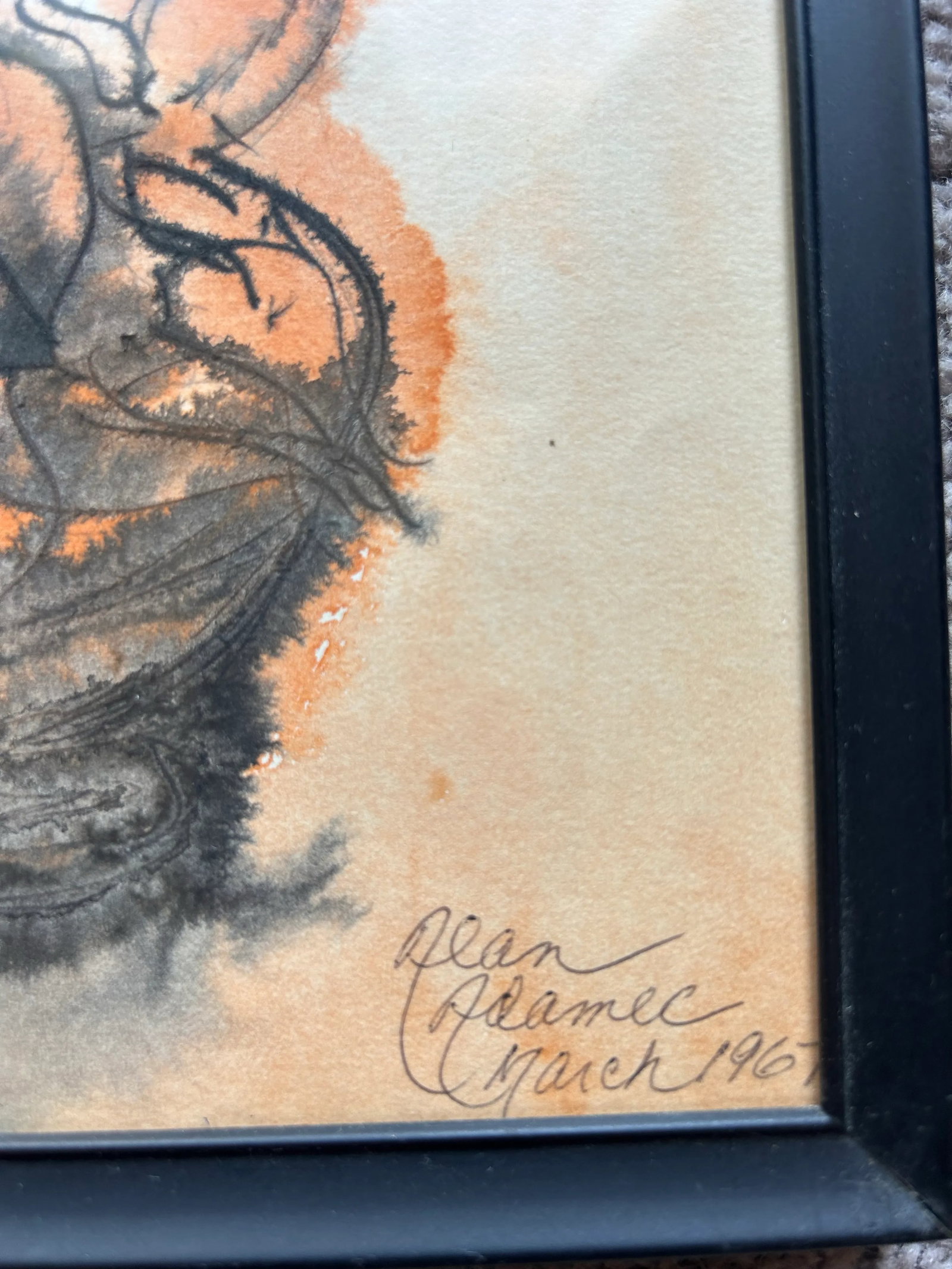 1967 Impressionist Style Set of 4 Pen & Ink Watercolors of Flowers - 4