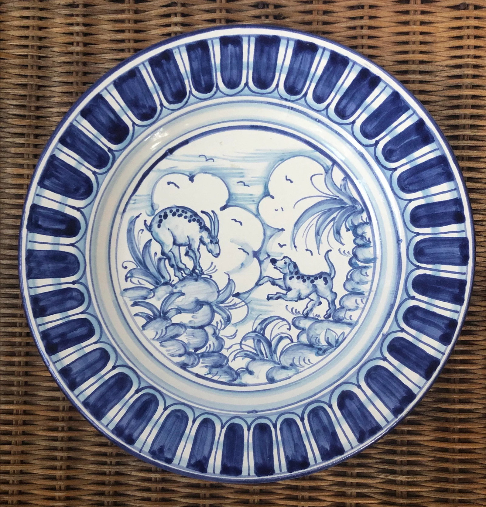 Blue and White Italian Hand Painted Faenza Delft Plate - 2