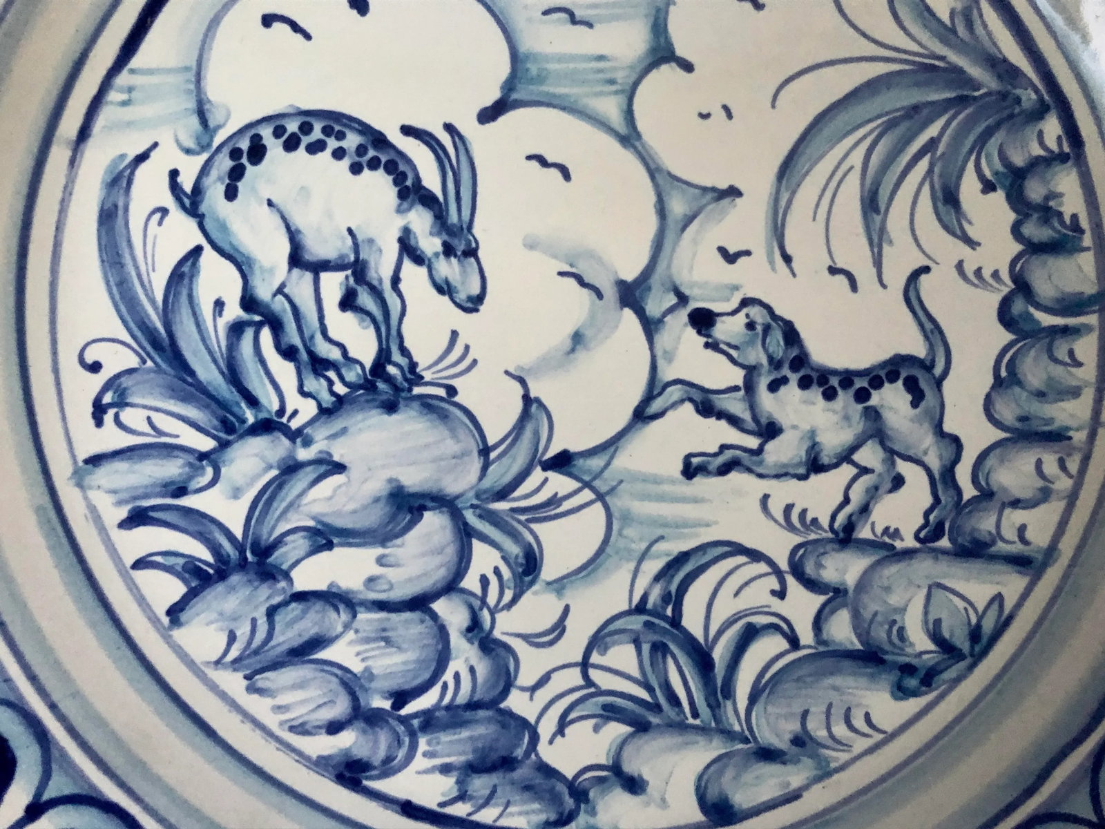 Blue and White Italian Hand Painted Faenza Delft Plate - 3