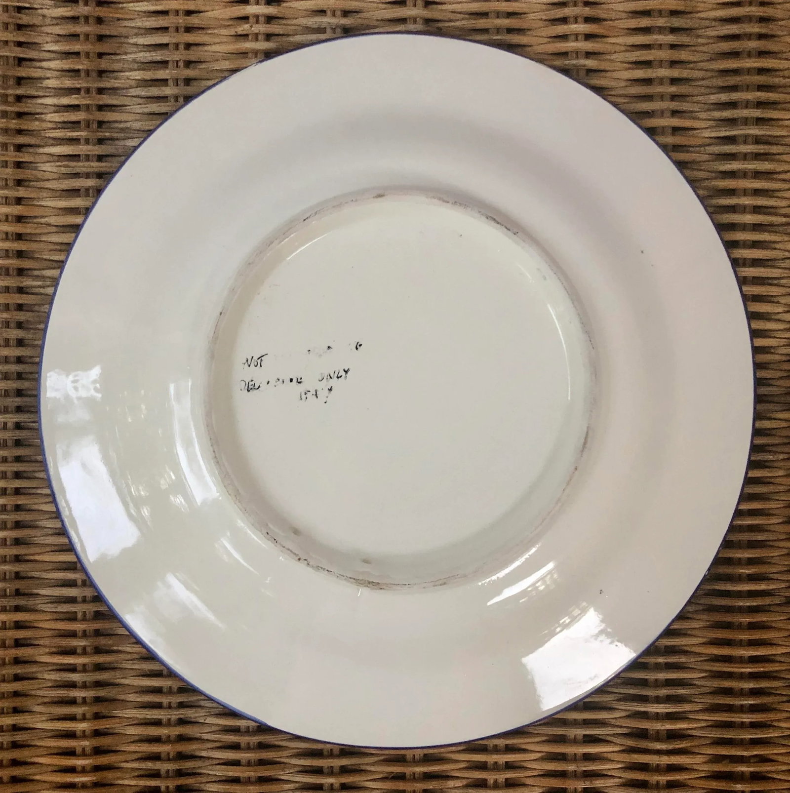 Blue and White Italian Hand Painted Faenza Delft Plate - 5