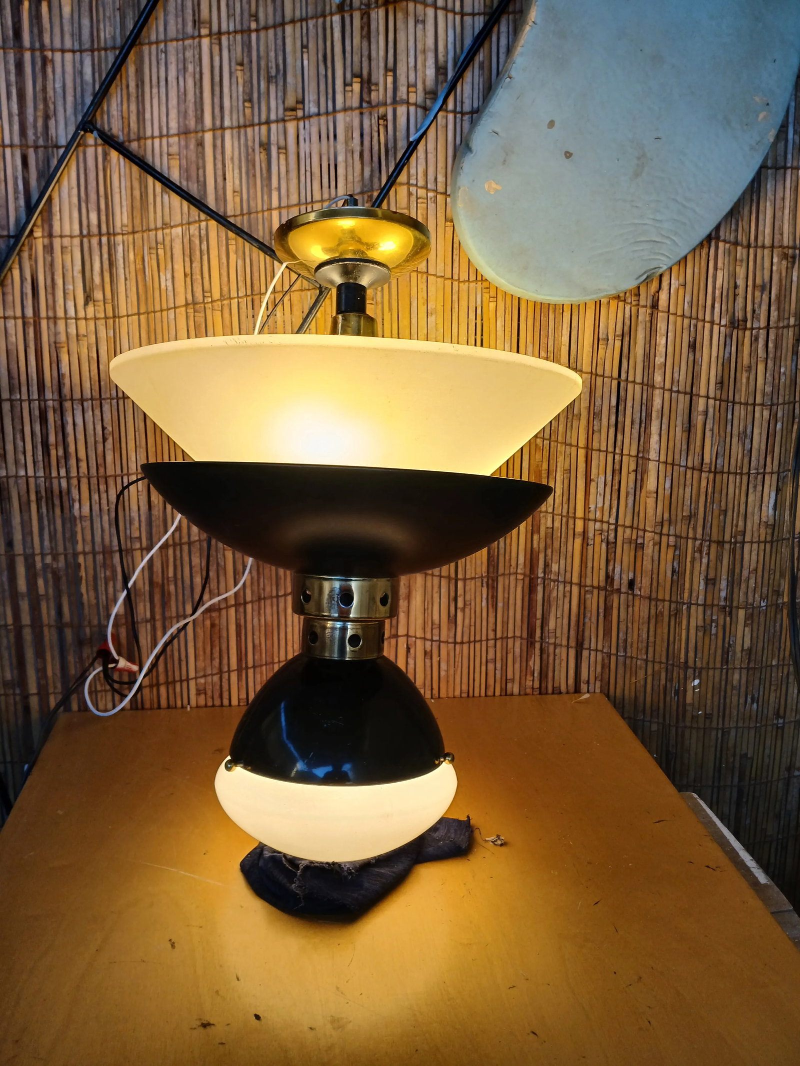 1980s Bauhuas Style Semi Flush Ceiling Mount Lamp - 12
