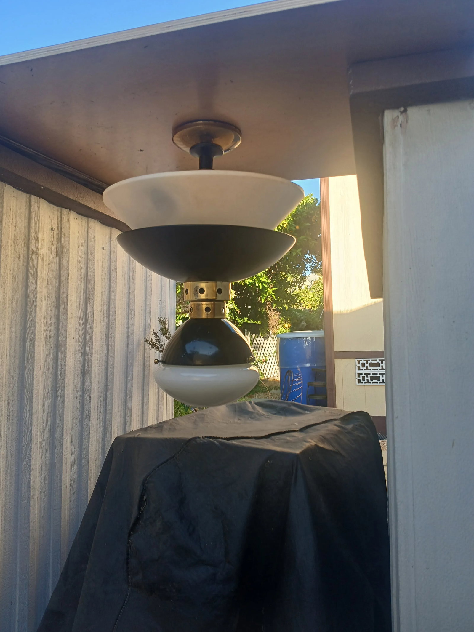 1980s Bauhuas Style Semi Flush Ceiling Mount Lamp - 3