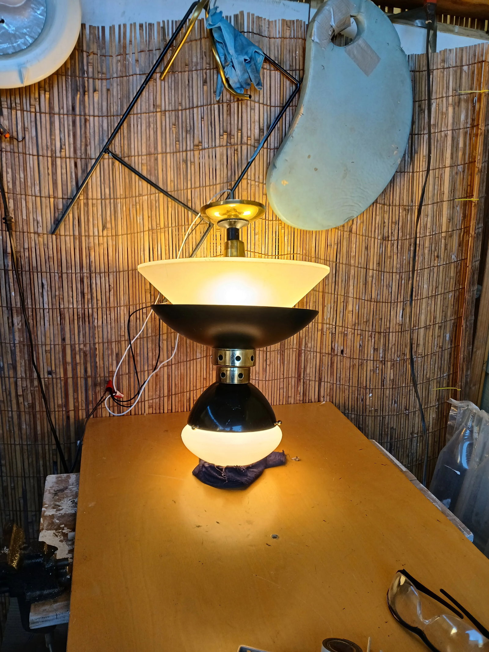 1980s Bauhuas Style Semi Flush Ceiling Mount Lamp - 4