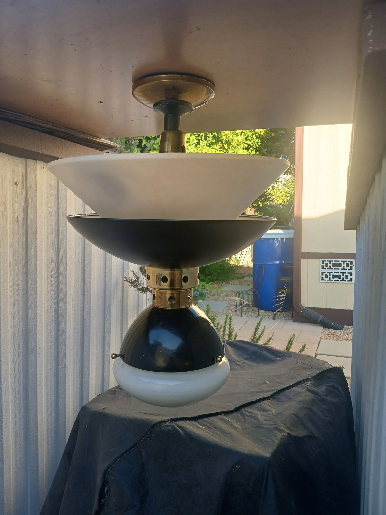1980s Bauhuas Style Semi Flush Ceiling Mount Lamp - 5