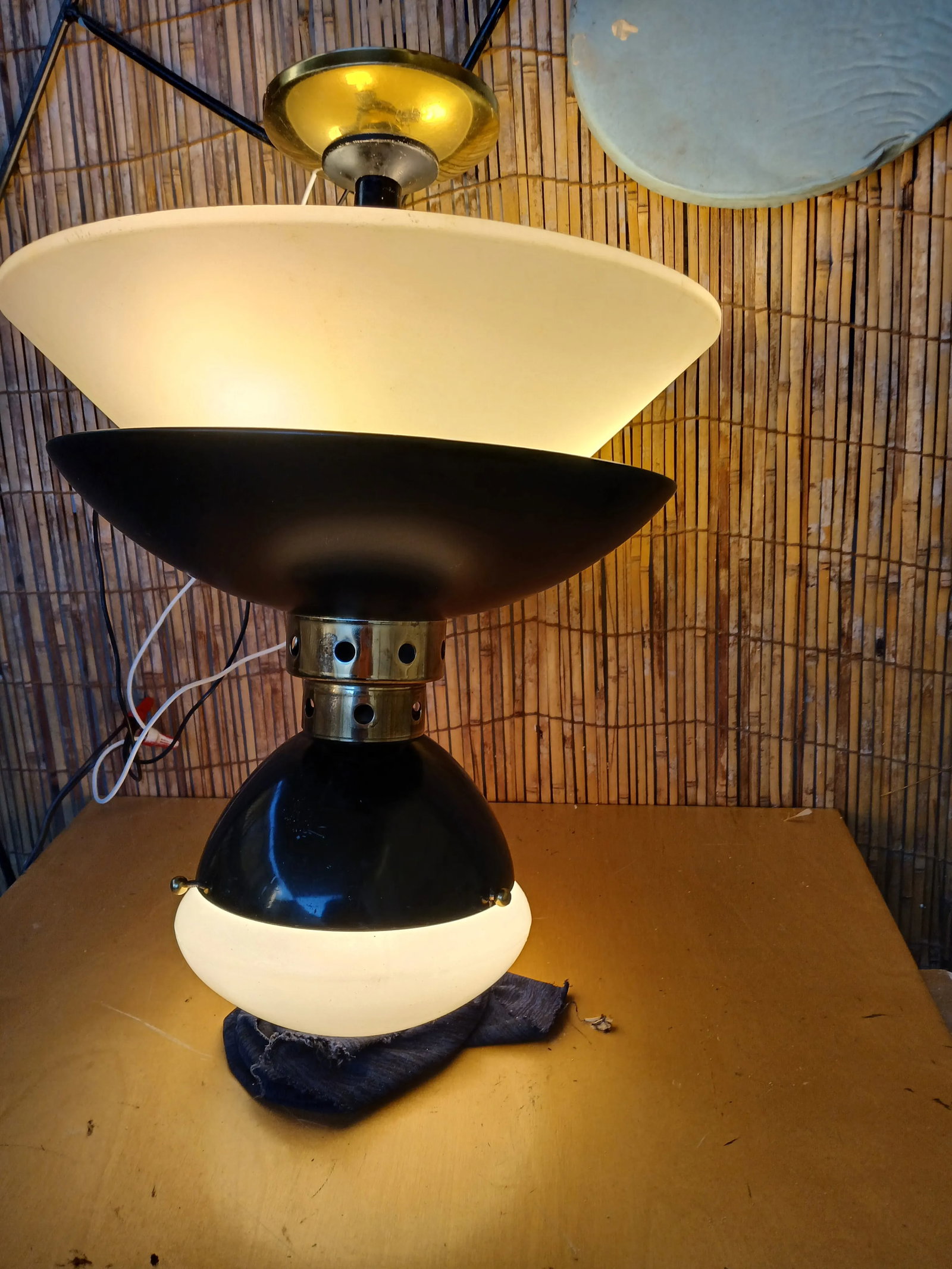 1980s Bauhuas Style Semi Flush Ceiling Mount Lamp - 6