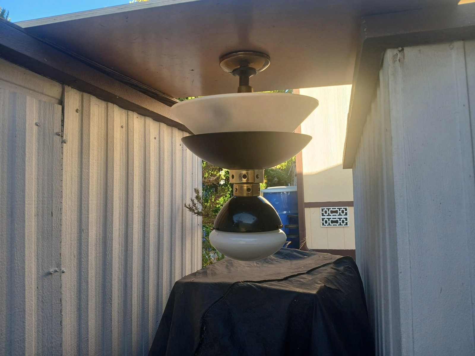 1980s Bauhuas Style Semi Flush Ceiling Mount Lamp - 7