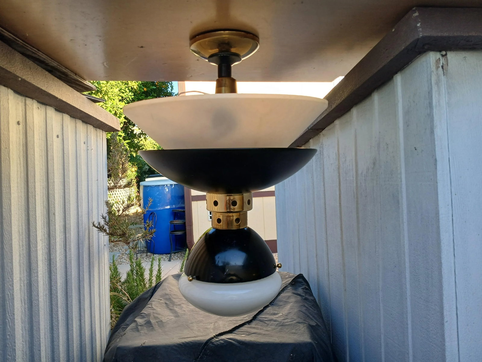 1980s Bauhuas Style Semi Flush Ceiling Mount Lamp - 8