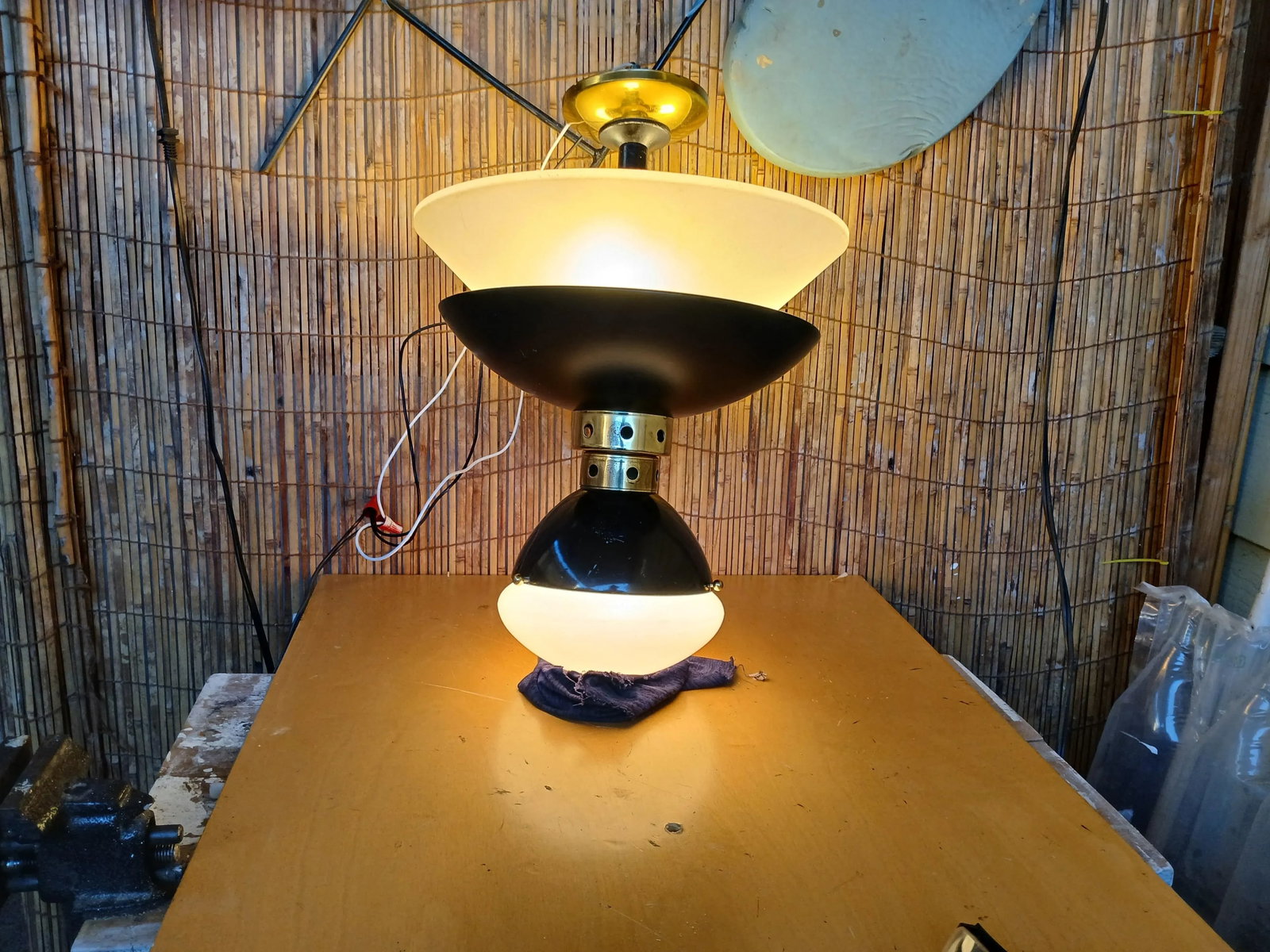 1980s Bauhuas Style Semi Flush Ceiling Mount Lamp - 9